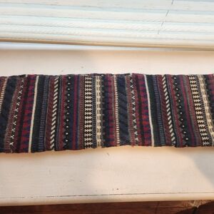 Boston Traders Multicolor Knit Fringe Geometric Wool Knit Scarf